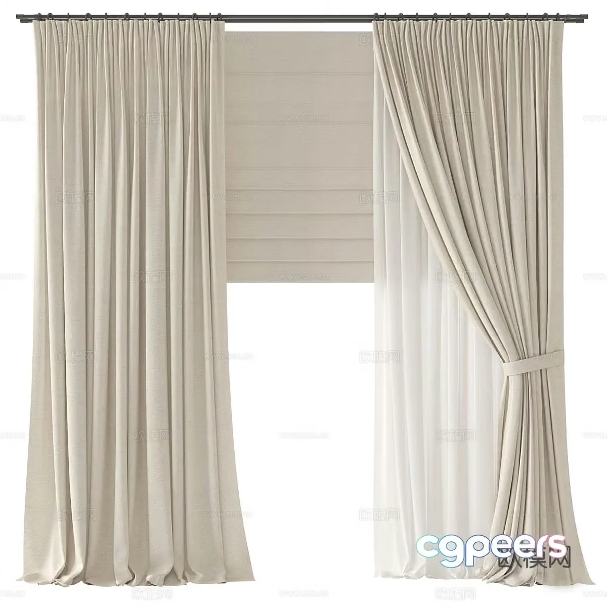 Wasabi wind curtains Bedroom curtains Hotel curtains Cloth curtains Gauze curtains Cream curtains Shower curtains 3D model