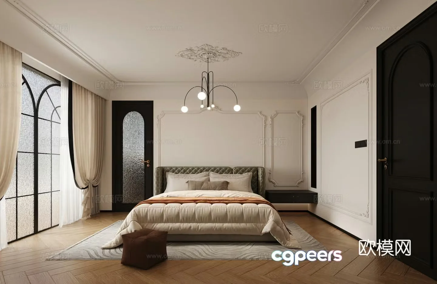 French medieval style master bedroom 3d model