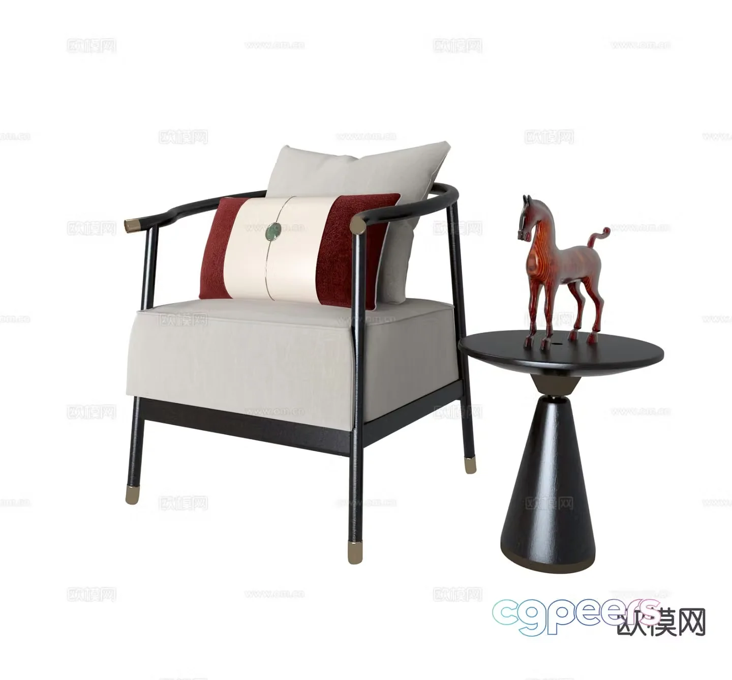 New Chinese style single sofa sofa chair 3d model