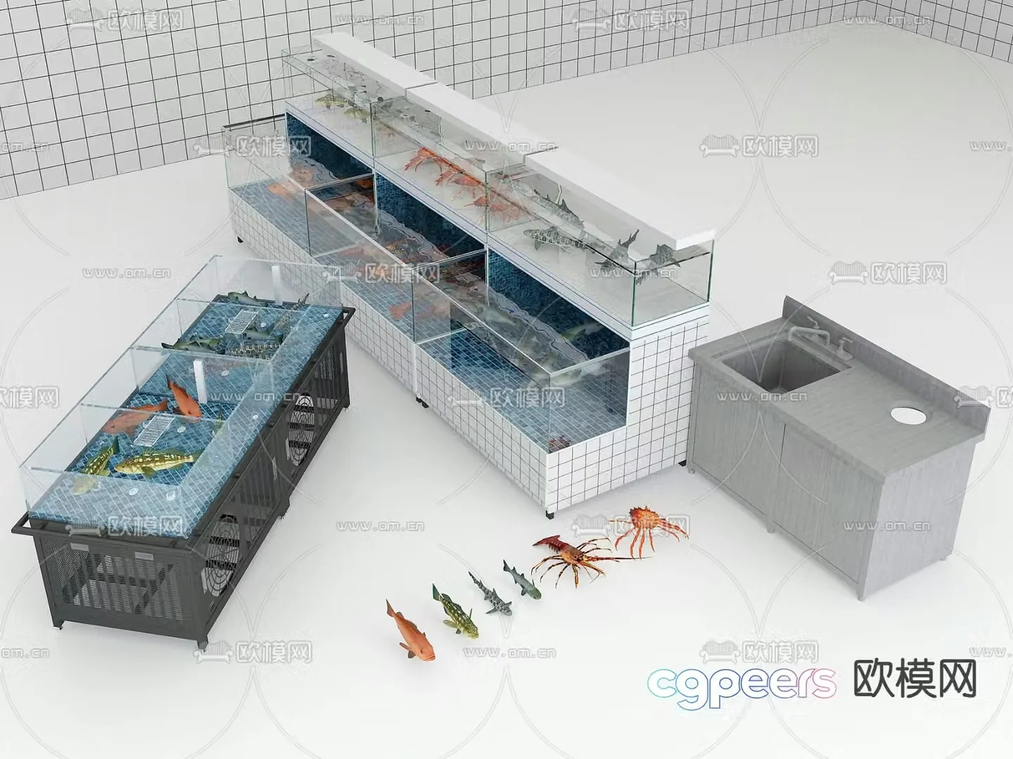 Aquatic products seafood pool 3d model