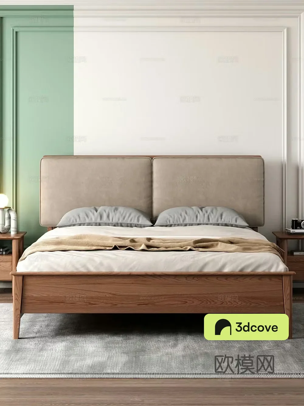 Modern bedroom Bedside double bed nightstand