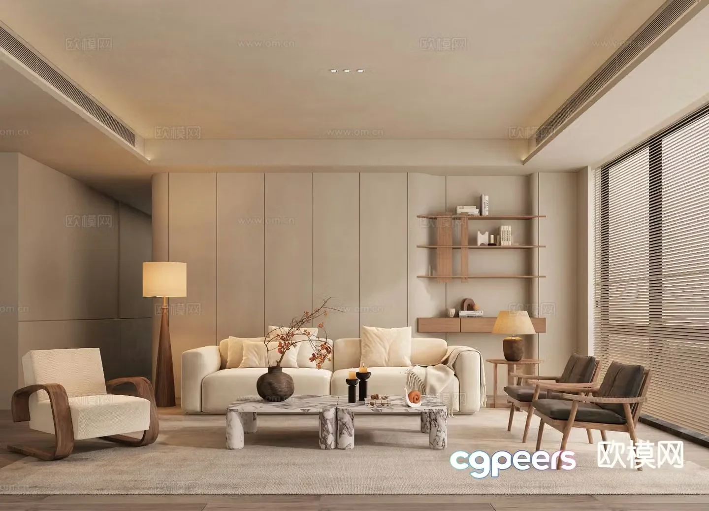 Wabi-sabi living room 3d model
