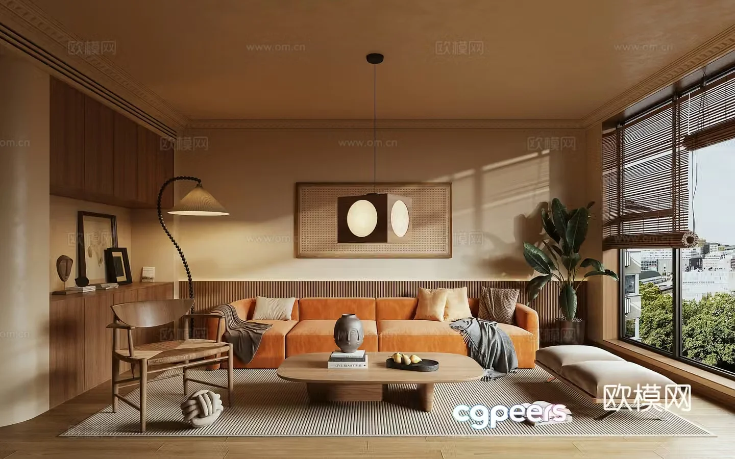 Log Wind Living Room 3D Model