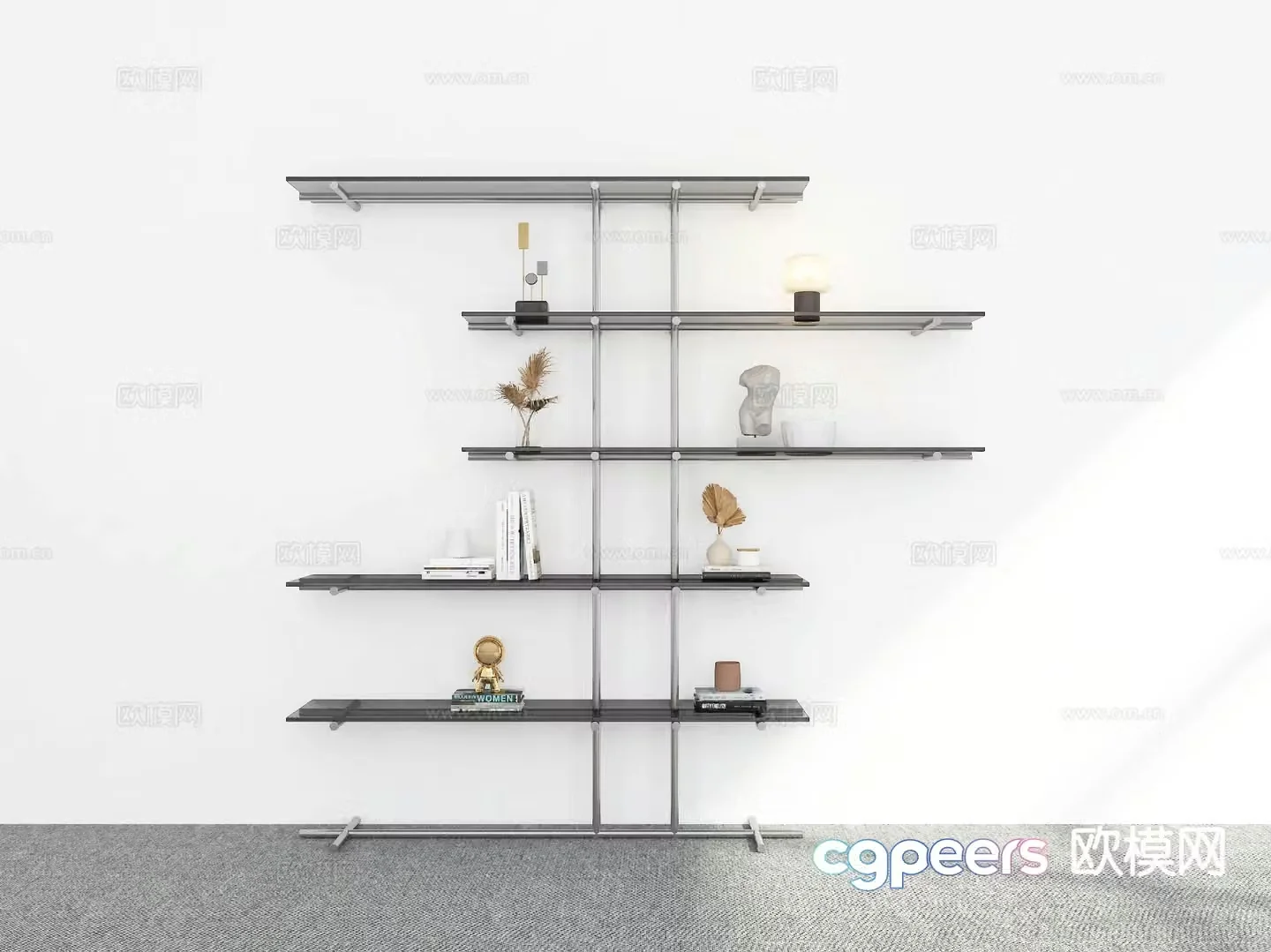Modern bookshelf storage rack 3d model