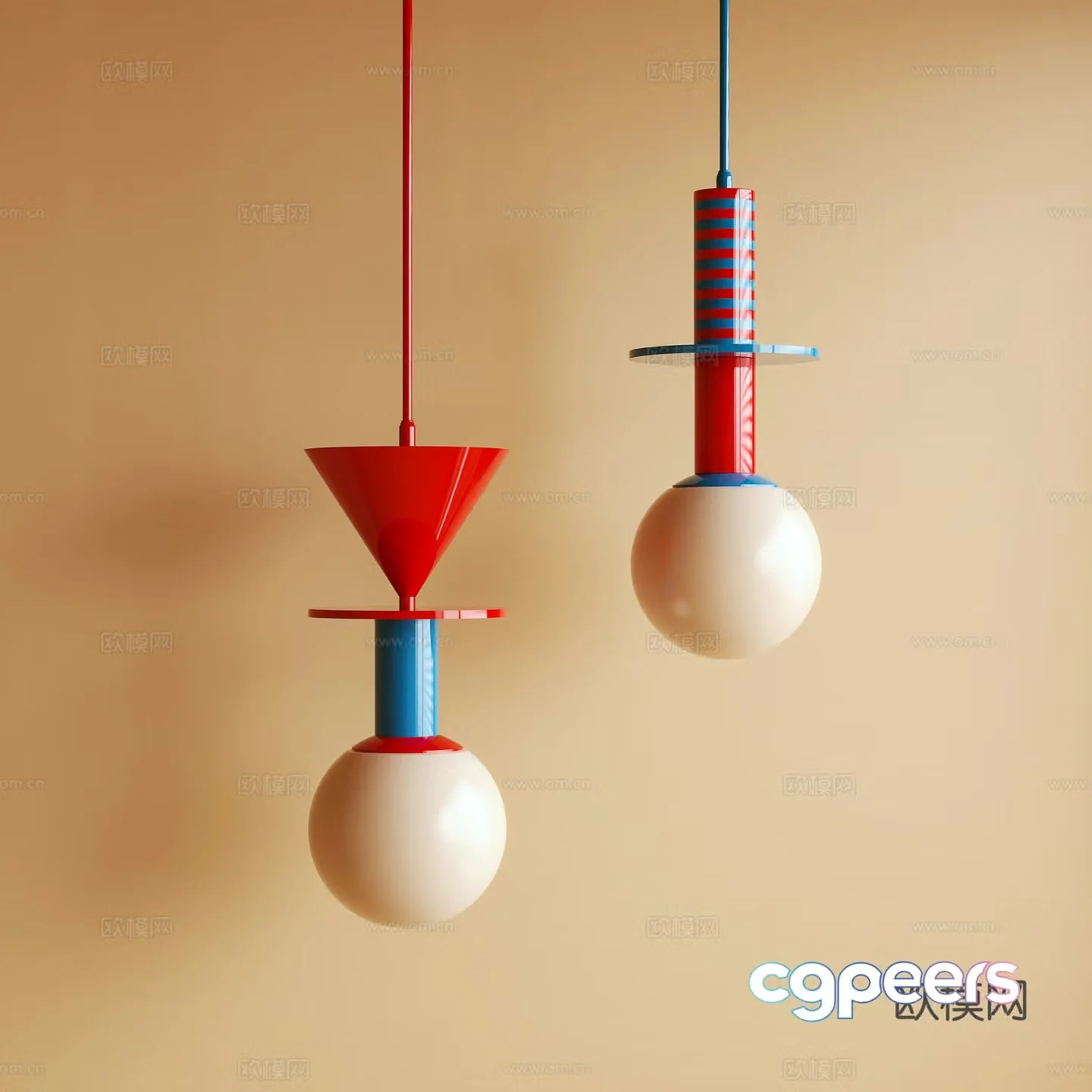 Modern Chandelier Dopamine Memphis 3D Model