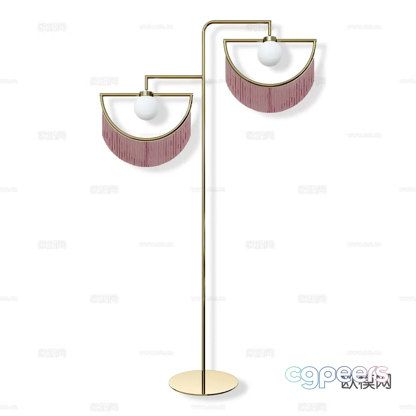New Chinese style tassel fan-shaped floor lamp 3D model