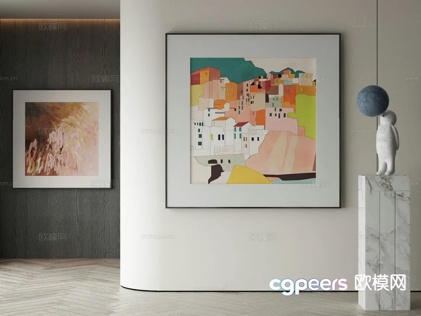 Modern art painting texture painting decorative painting 3d model