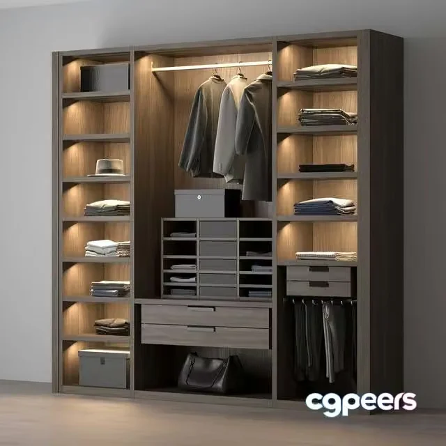 3ds Max Free – Poliform wardrobe, italy clothes shelves