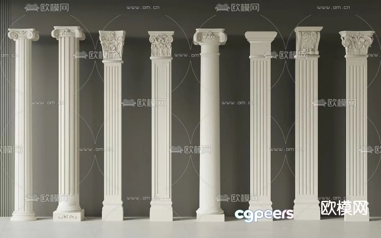 European Gypsum Column Roman Column Column 3D Model