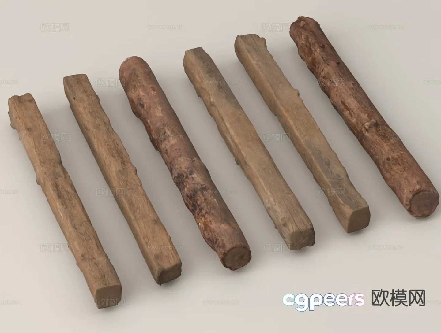 Wood pillars Old wood pillars Wood beams Outdoor sleepers 3d model