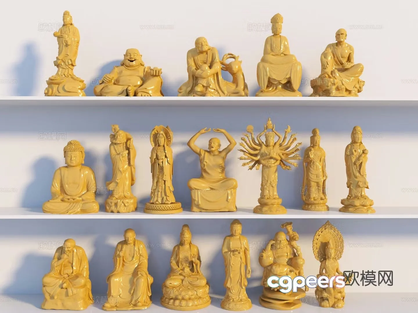 Modern Buddha statue sculpture 3d model