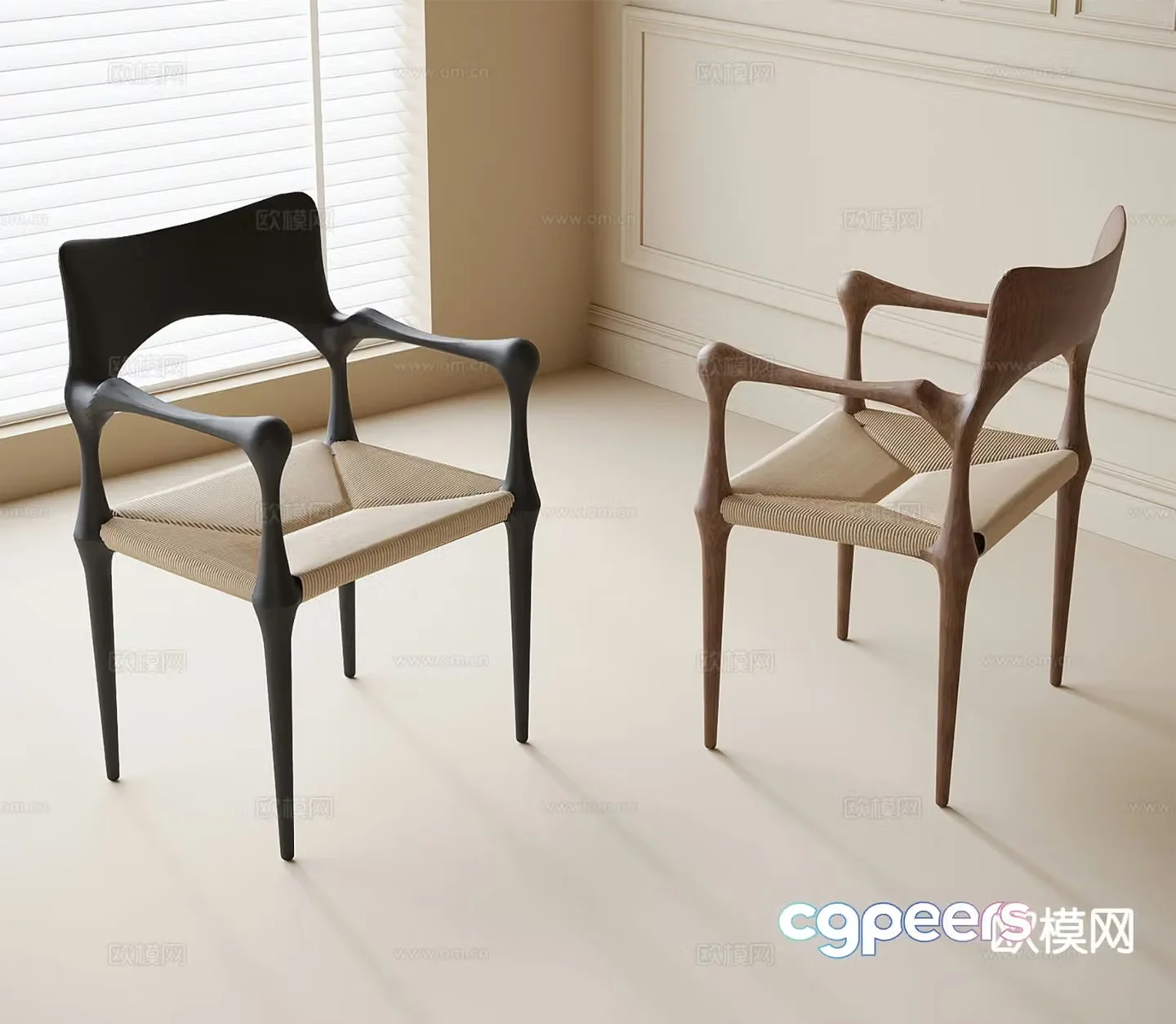 Modern dining chair single chair leisure chair armchair 3d model