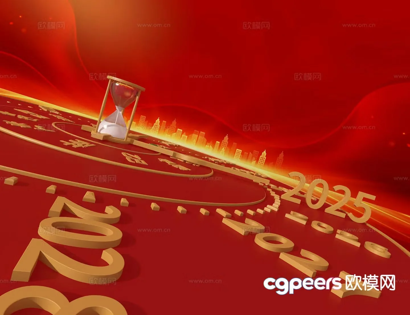 New Year clock beautiful 3d model