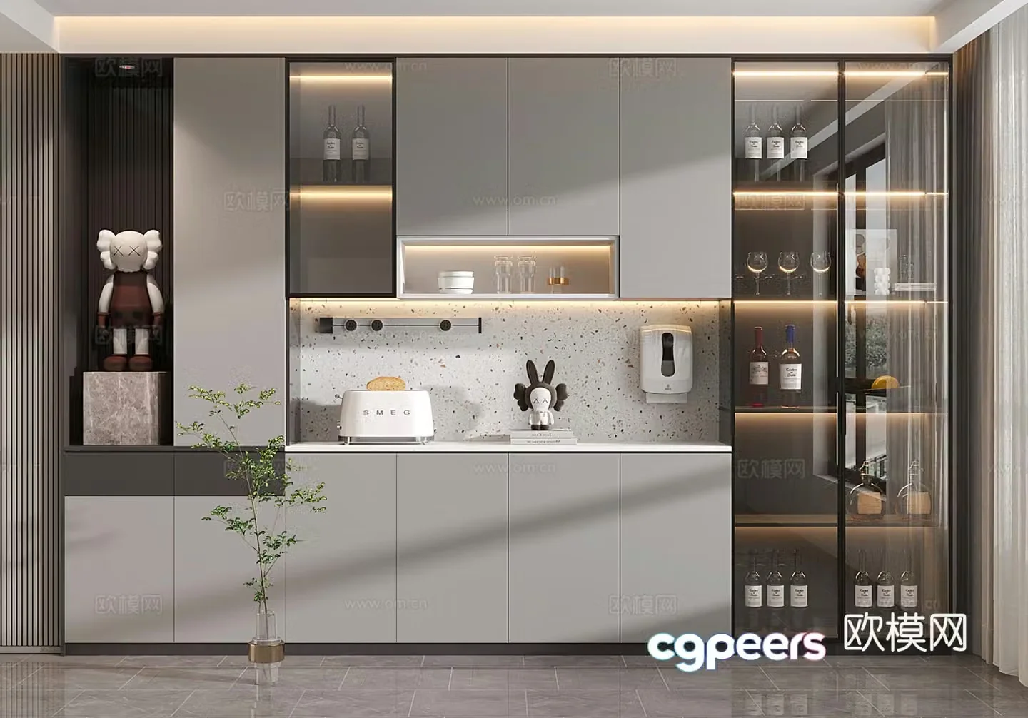 Modern wine cabinet side wine cabinet 3d model
