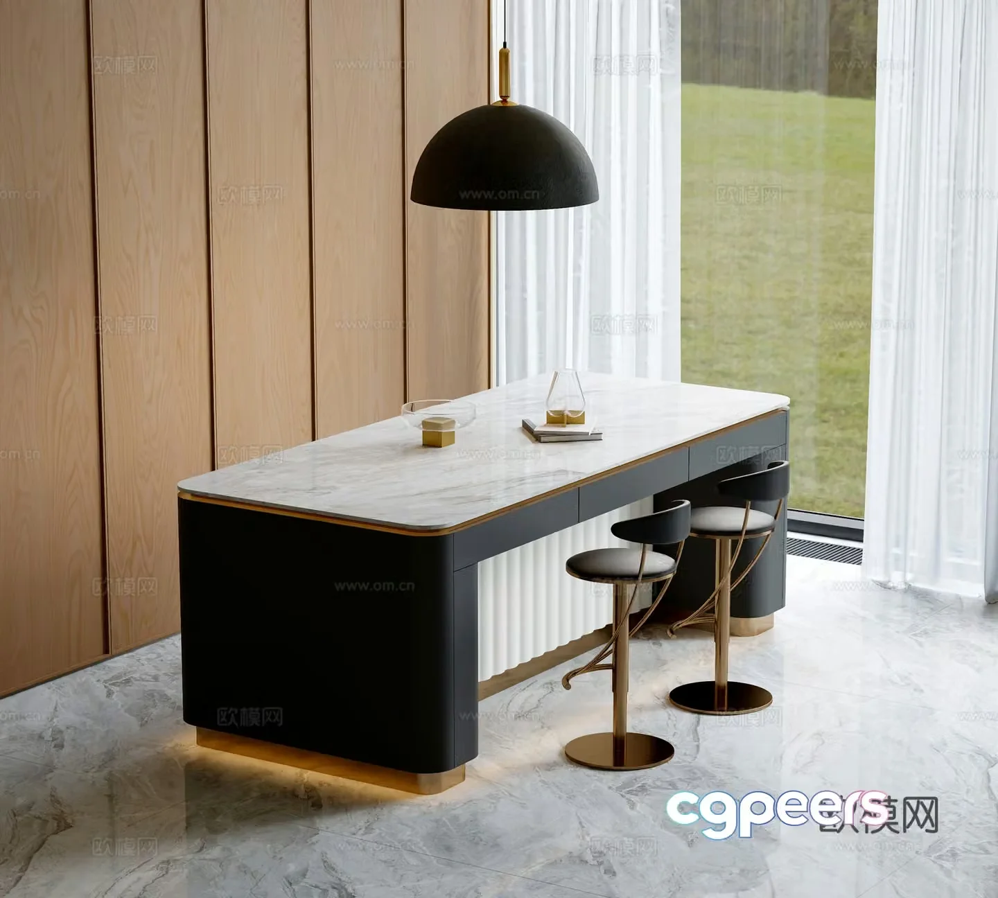 Modern marble bar 3d model
