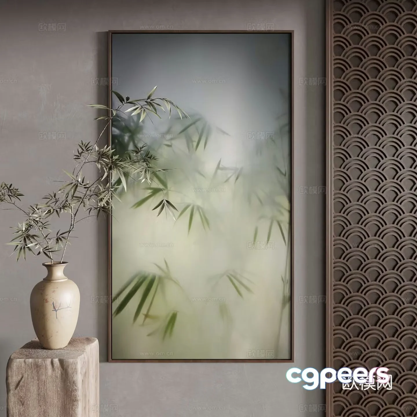 New Chinese style decorative painting 3D model