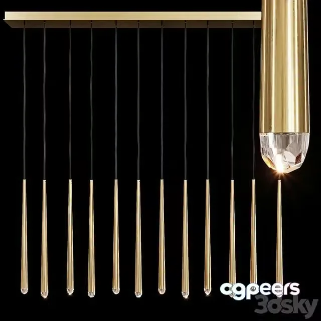 3ds Max Free – Restoration Hardware AQUITAINE LINEAR CHANDELIER 60 Brass