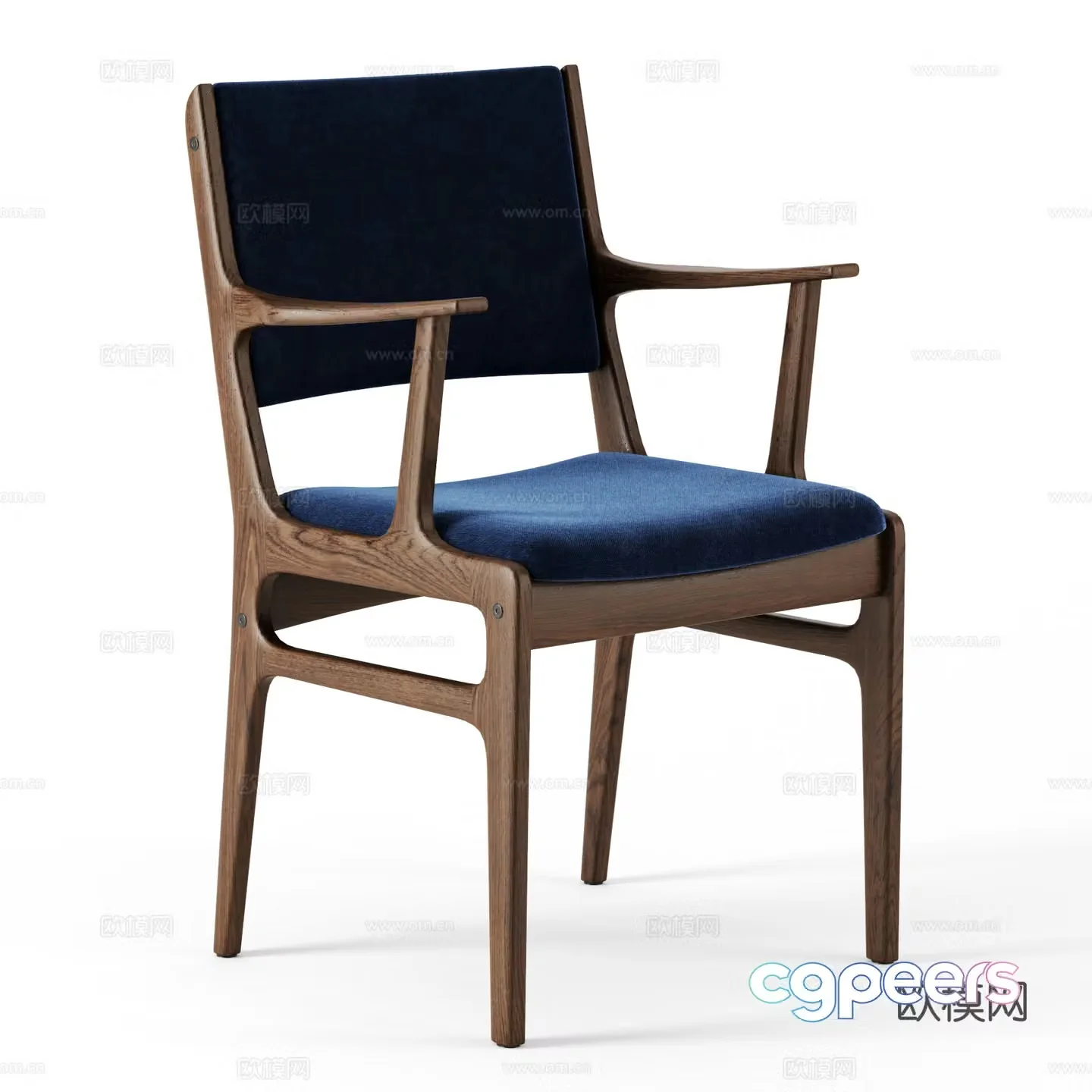 New Chinese style fabric wooden chair 3D model