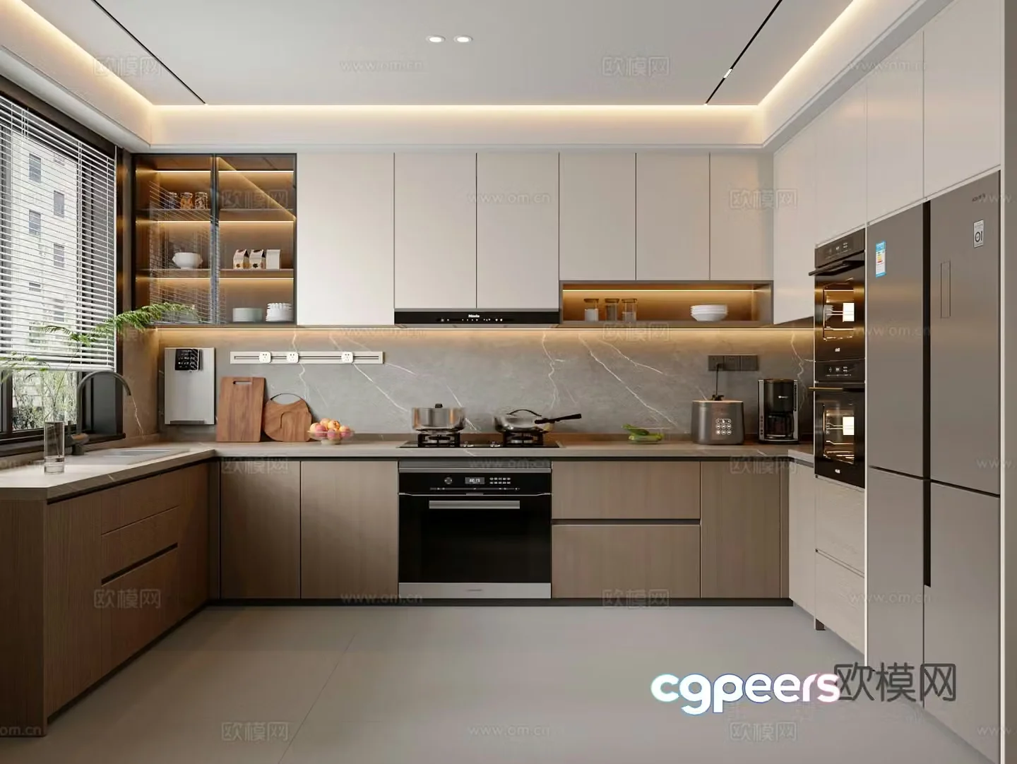 Italian kitchen cabinets refrigerator kitchen appliances kitchen supplies 3d model