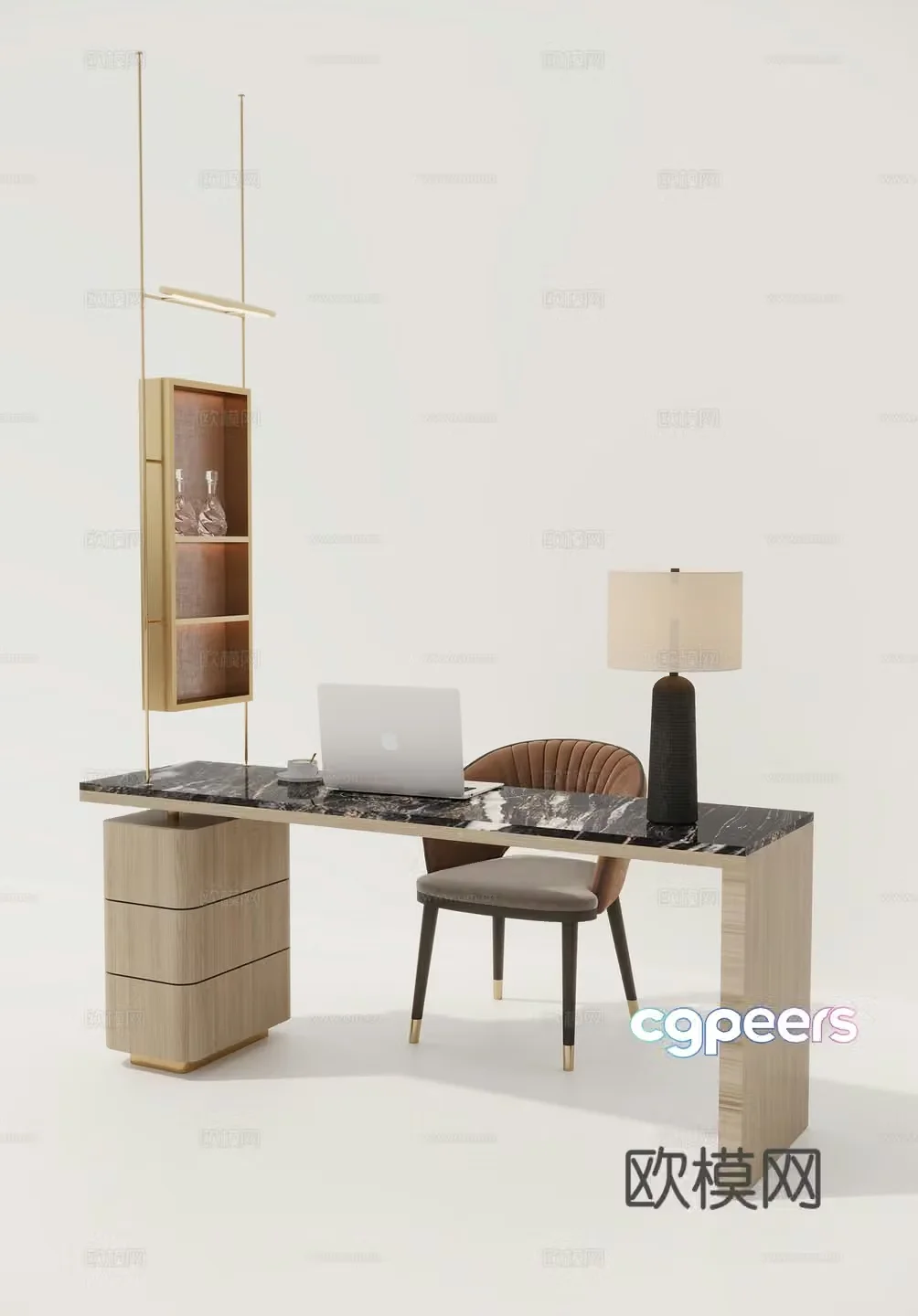 Desk Table and Chair 3D Model