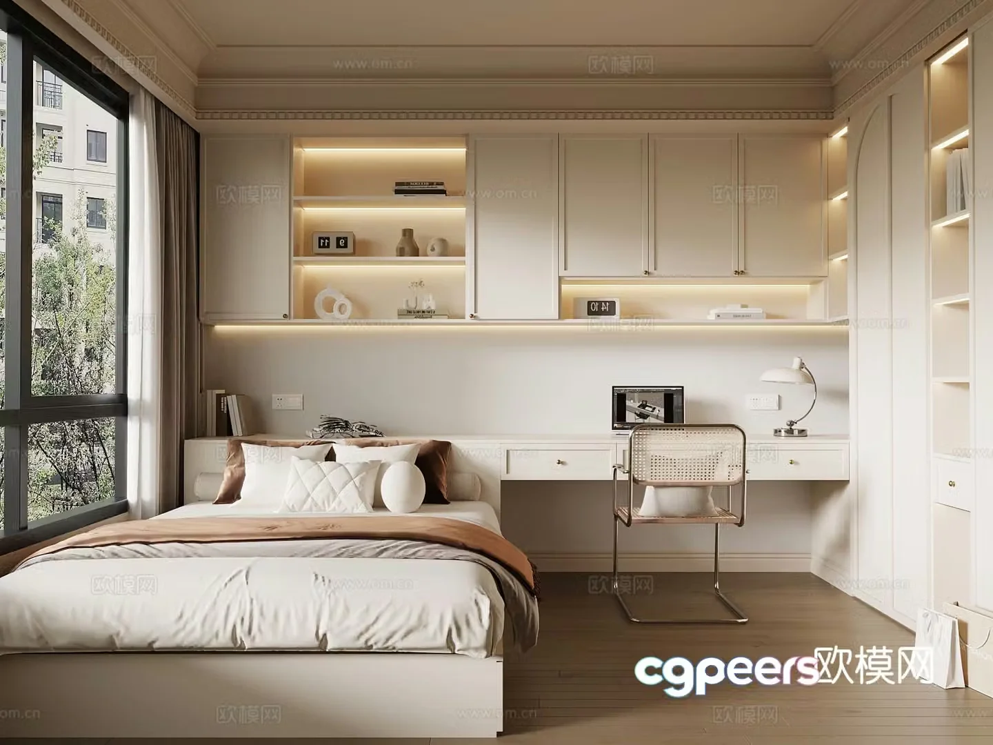 Cream style tatami bedroom 3d model