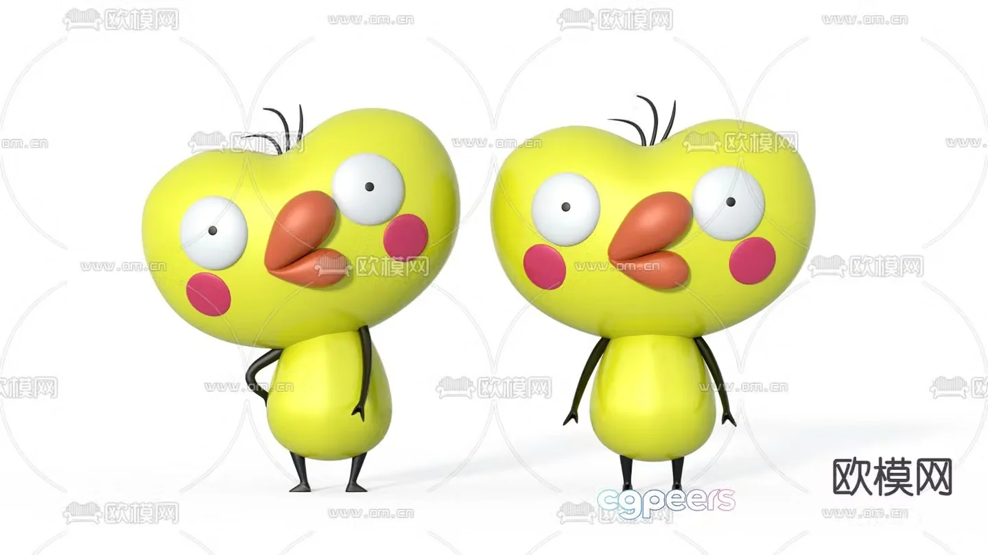Modern cartoon chick toy 3d model