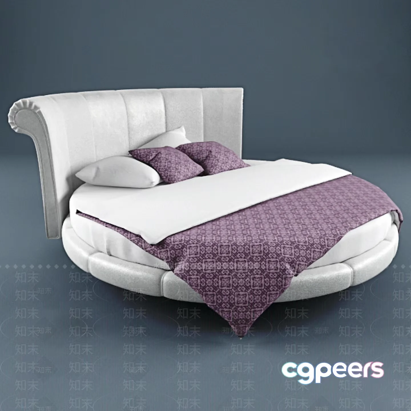 Modern Round Bed 3D Model – 9469 – VRAY Render