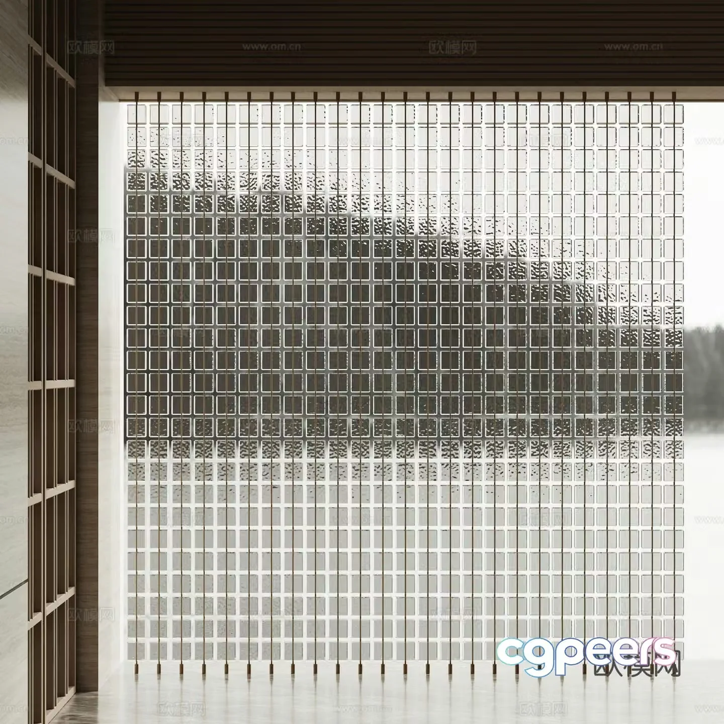 Glass brick partition entrance partition 3D model
