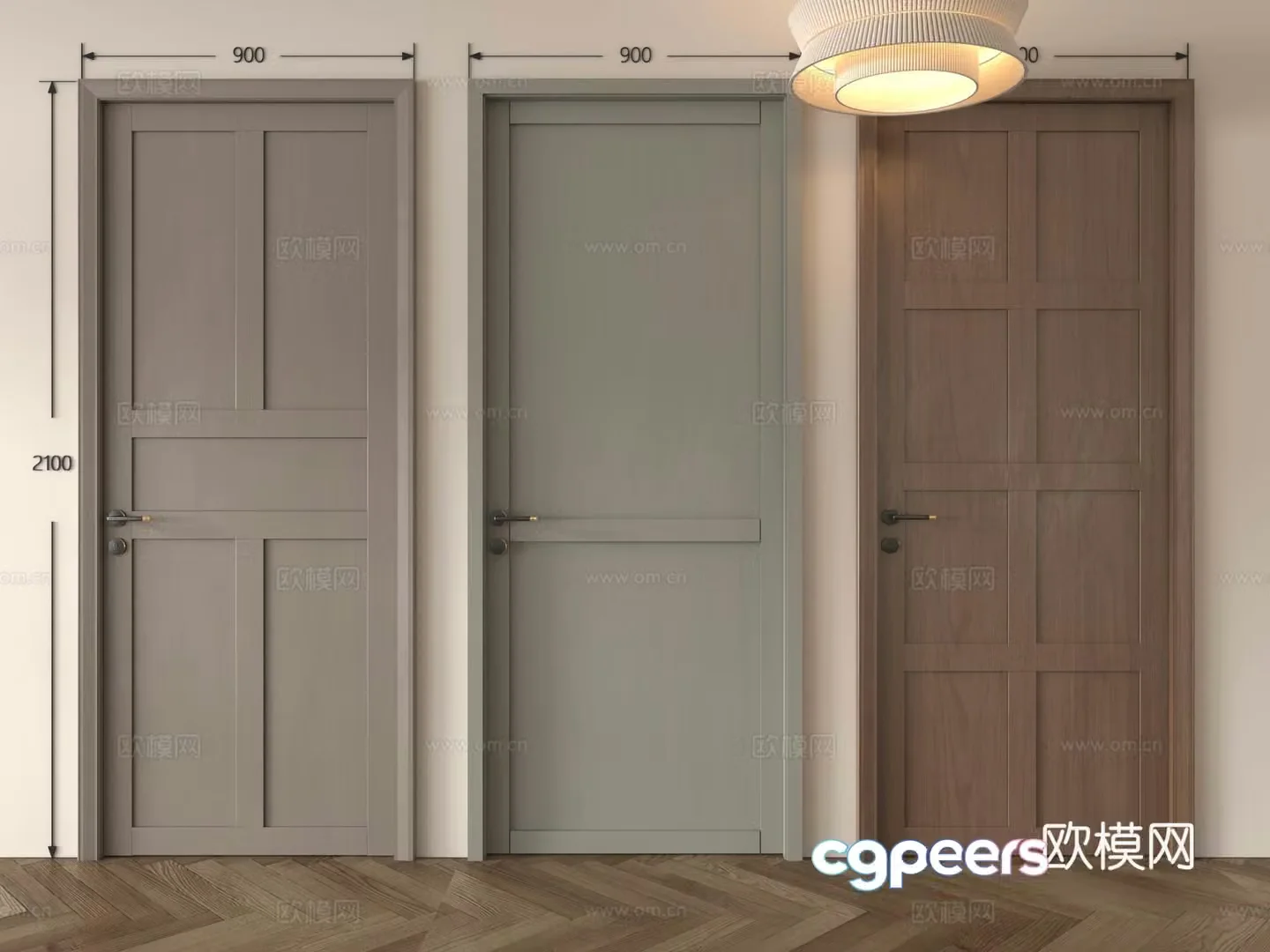 Nordic single-open door American single-open door French single-open door Wooden door Single-open door Bedroom door Kitchen 3D model