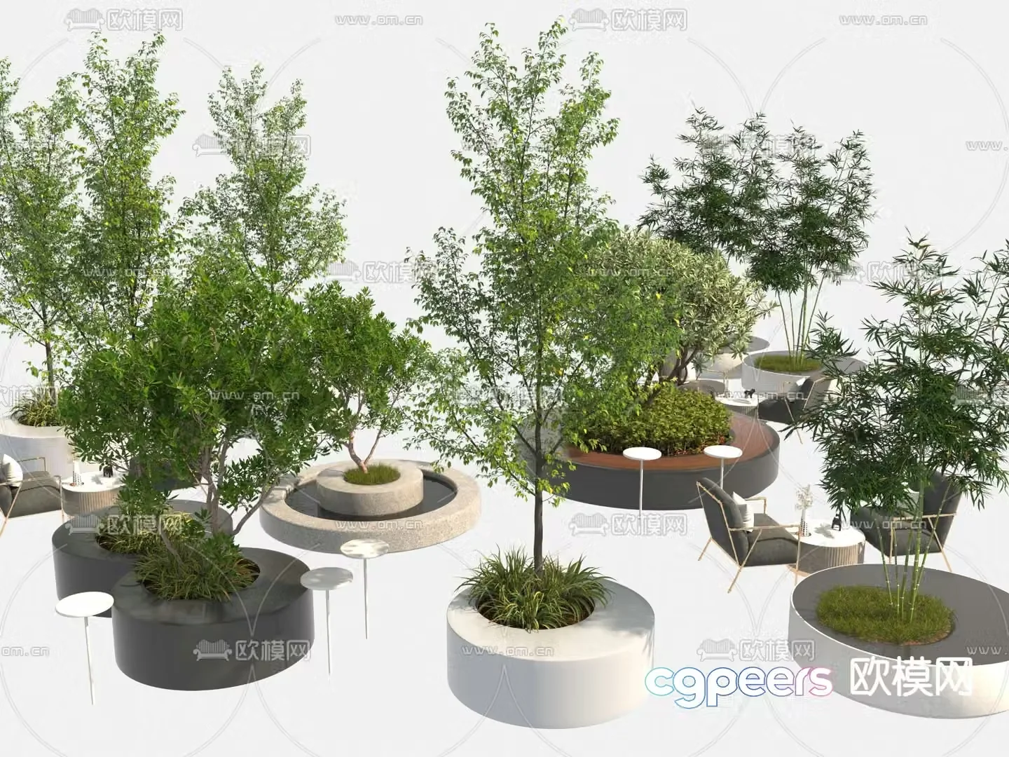Outdoor chair Tree pool chair Park chair 3d model