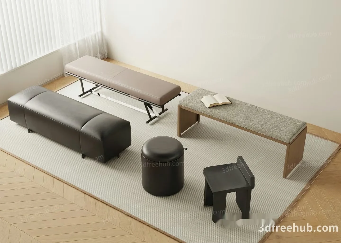 A Living Room With Modern Furniture 3D Model – 18723 – VRAY Render