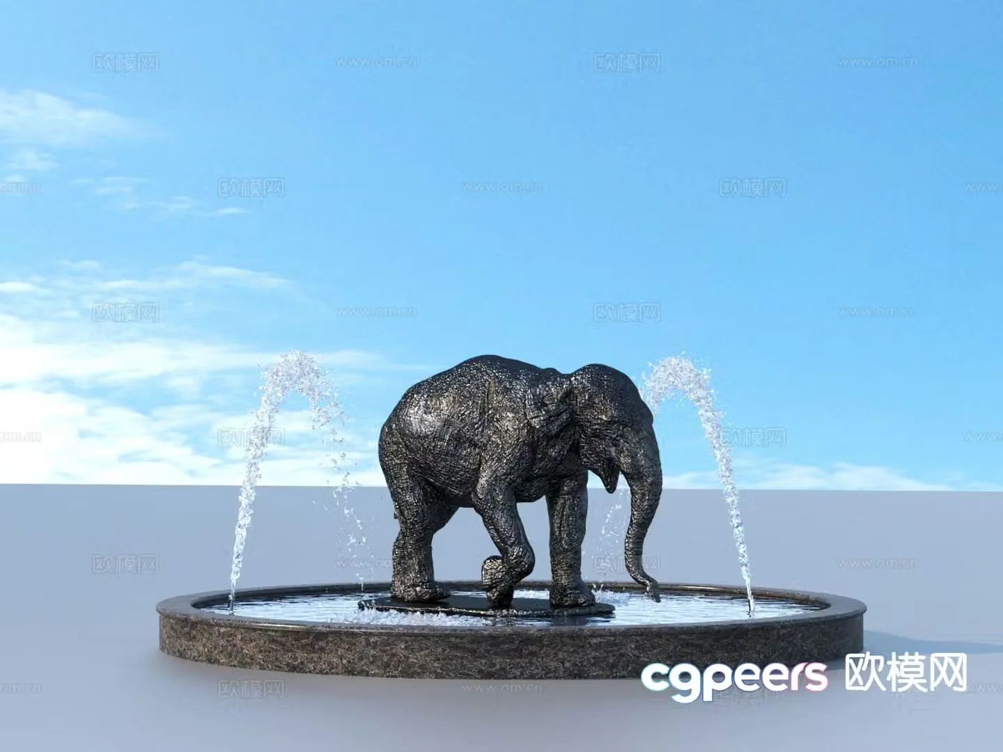 Elephant sculpture urban sculpture water fountain landscape sculpture 3d model