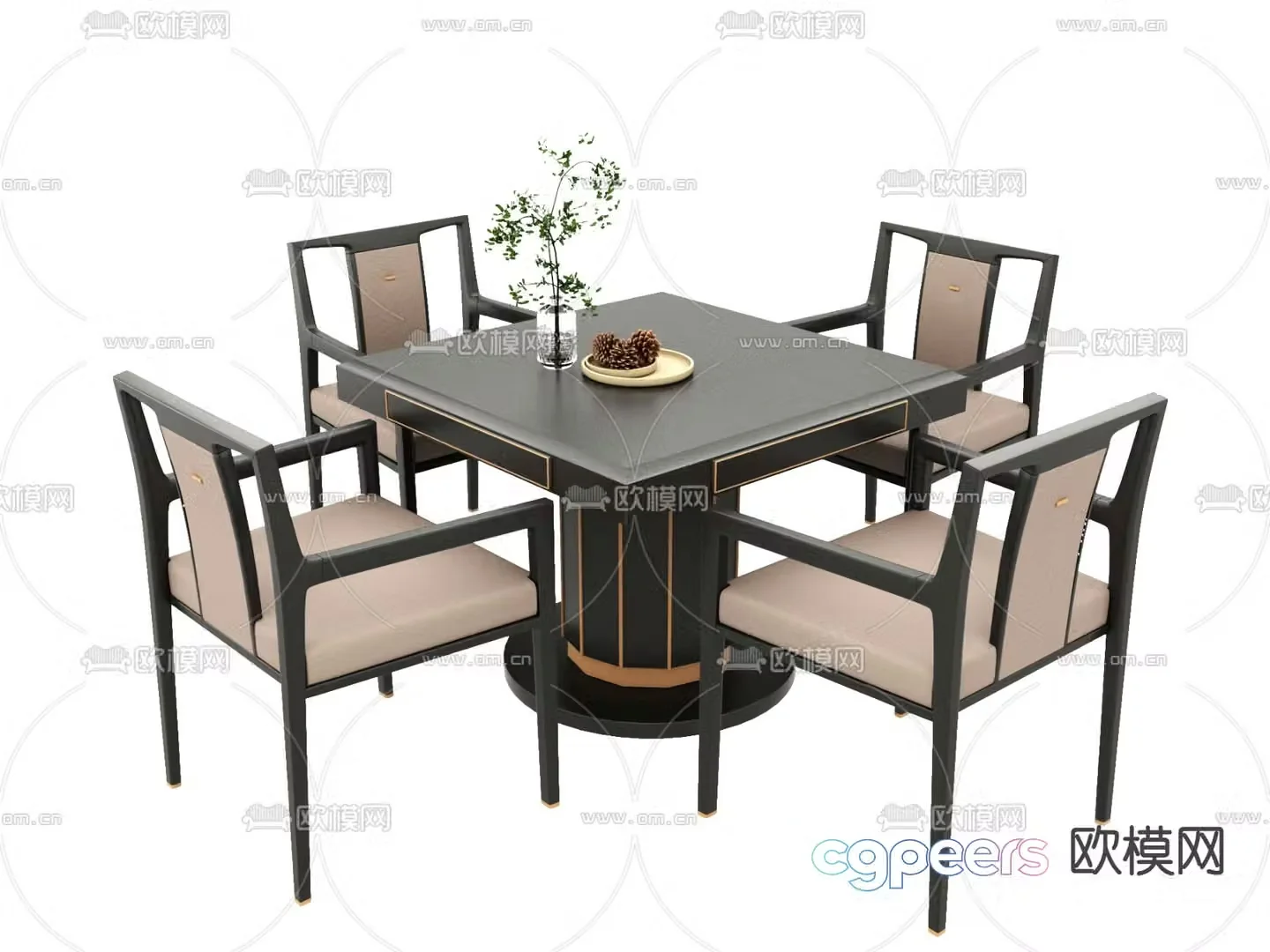 New Chinese style mahjong table chess and card table 3d model
