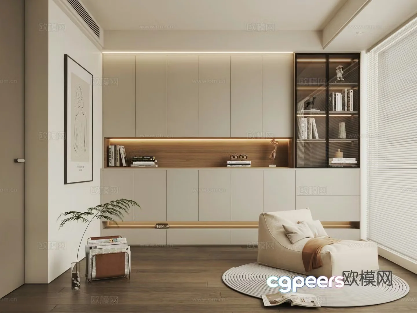 Modern decorative cabinet bookcase sideboard sideboard 3D model