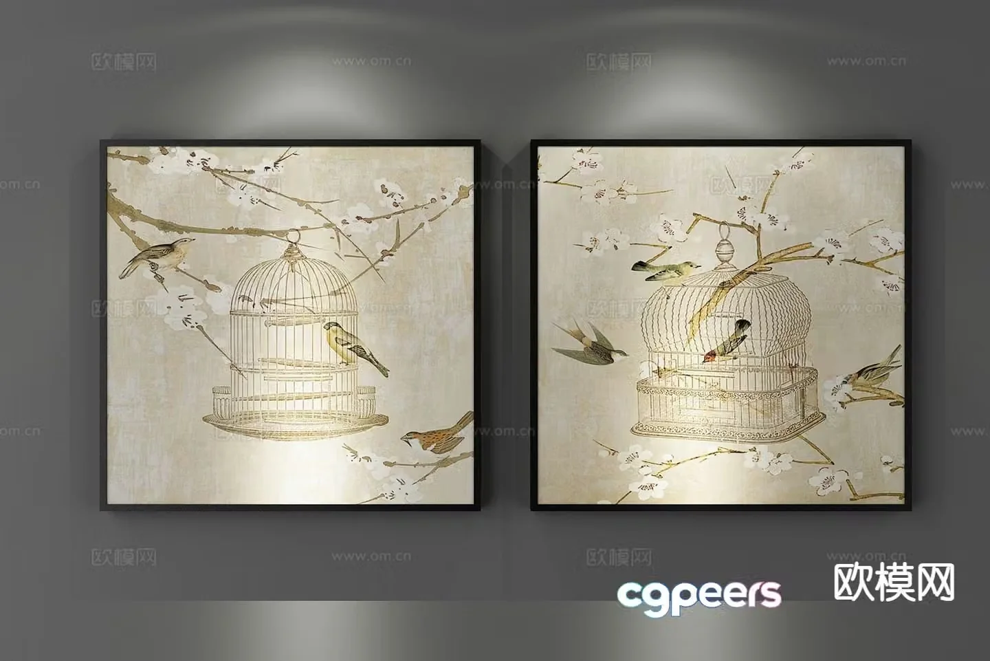New Chinese style decorative painting art painting 3d model