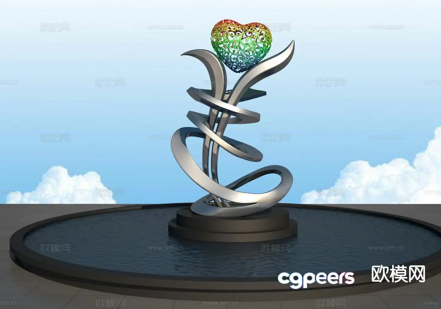 Hollow Pattern Sculpture Landscape Sculpture 3D Model