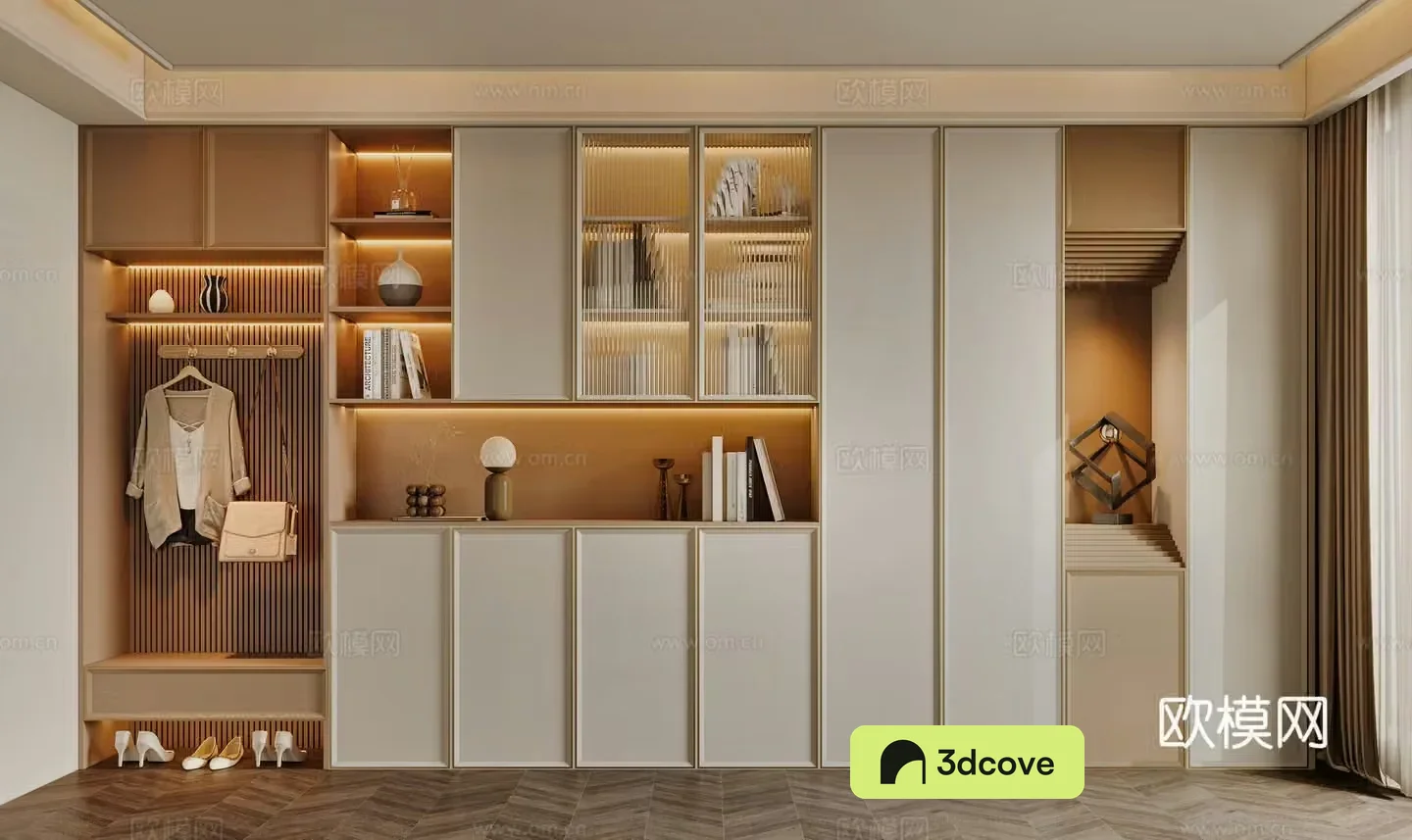 Middle-aged shoe cabinet 3D model