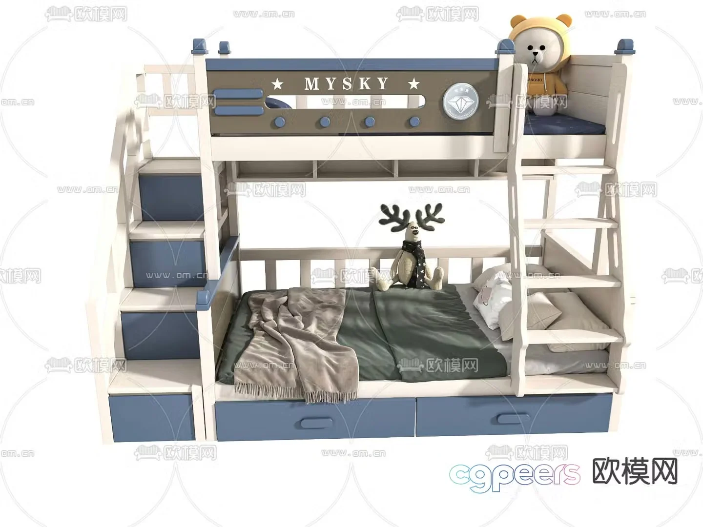Children’s bed bunk bed bunk bed 3d model
