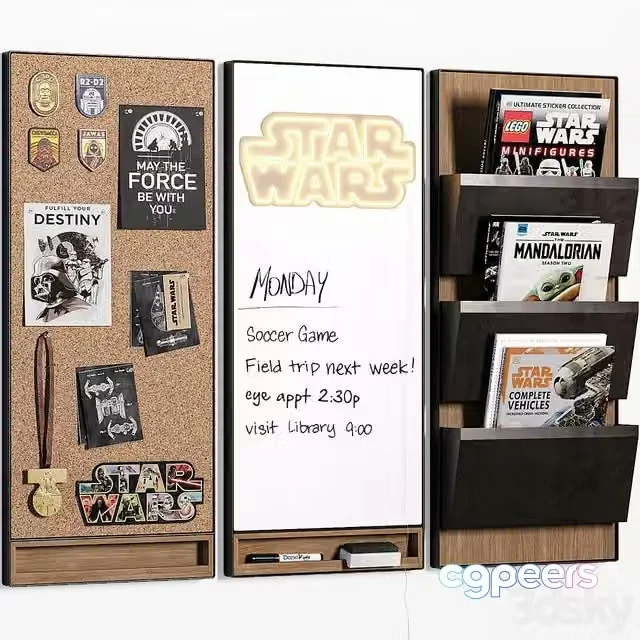 3ds Max Free – Pottery Barn Star Wars Trenton Corkboard, Whiteboard & File Organizer for Teenagers and Kids