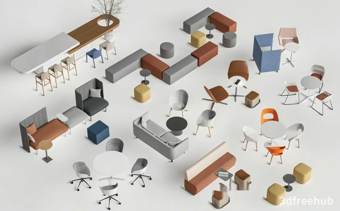 Modern Office Furniture 3D Model – 19309 – VRAY Render