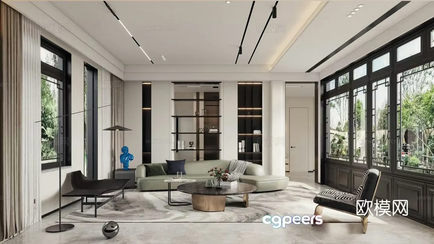 Modern living room minimalist living room Italian style villa living room modern sofa combination special sofa combination without main light 3D model
