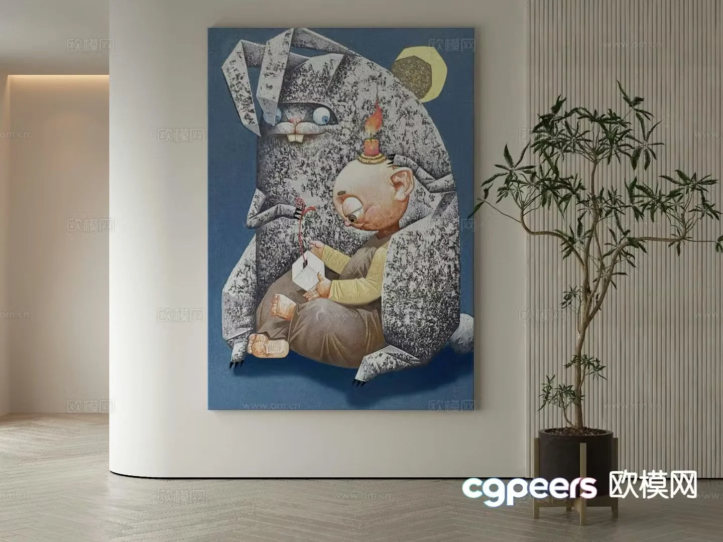 Modern cartoon painting decorative painting 3d model
