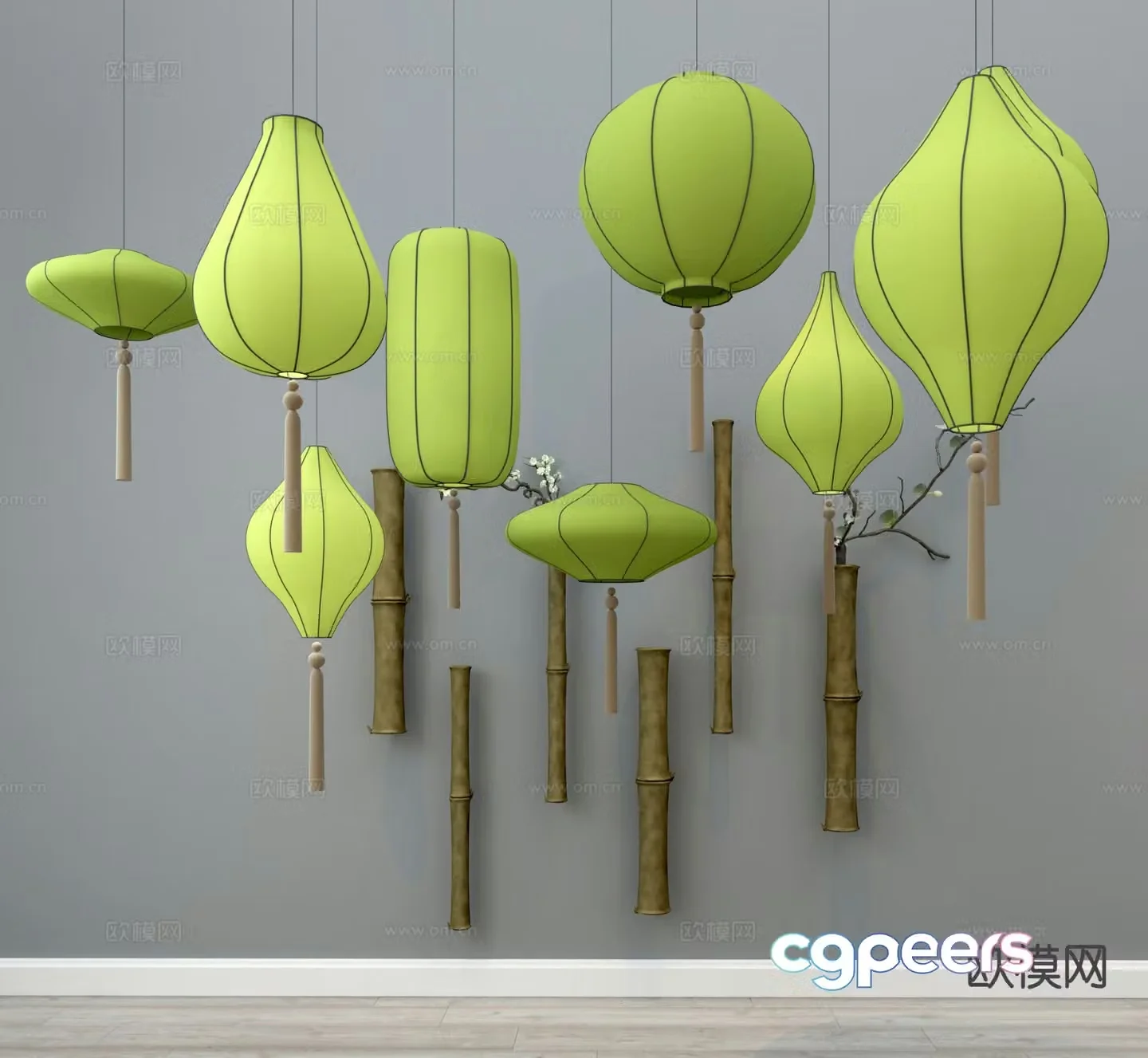 Southeast Asian chandelier bedside small chandelier 3d model