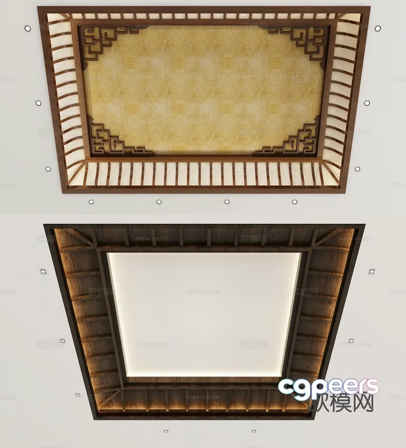 New Chinese style ceiling wooden vault suspended ceiling 3d model