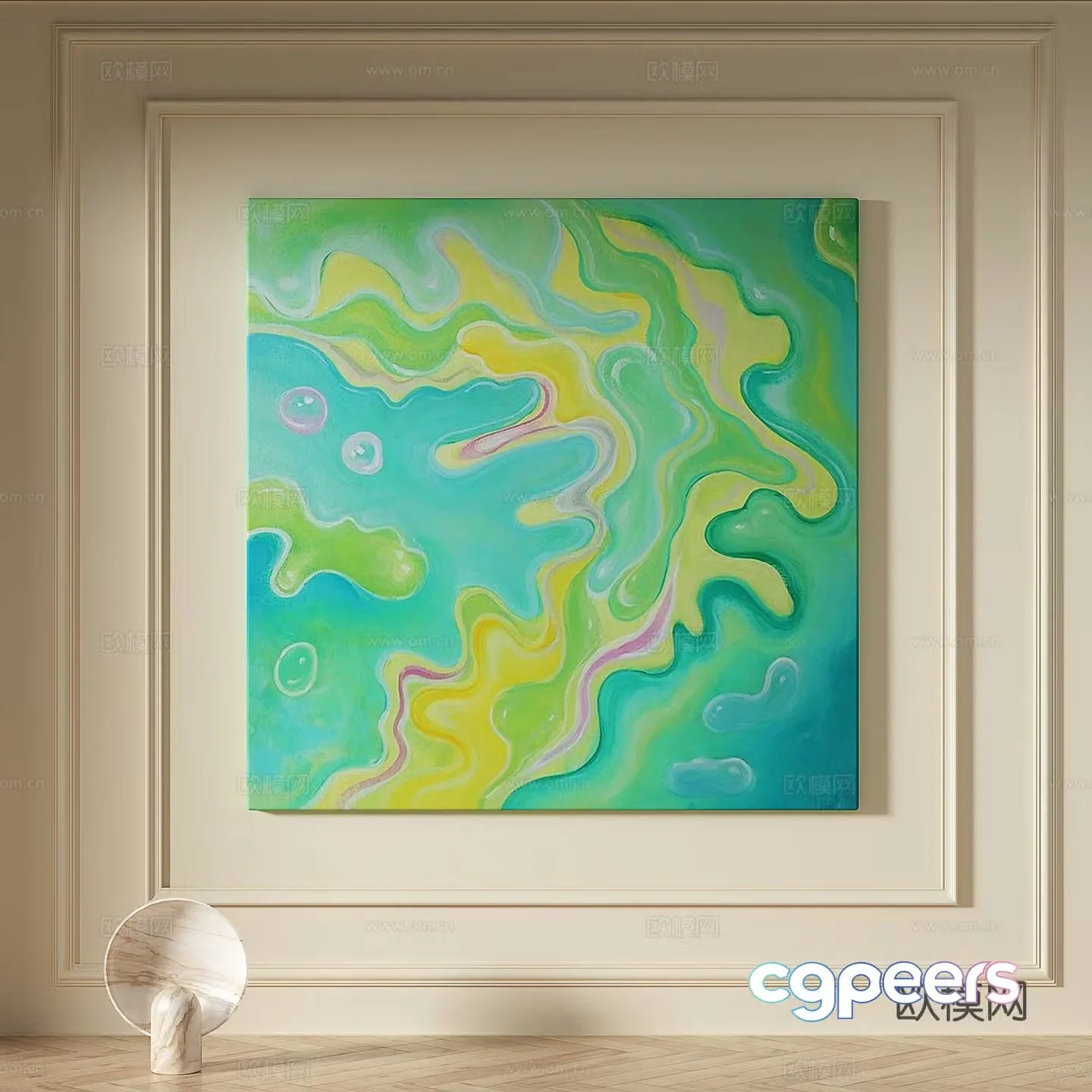 Modern creamy style simple texture abstract light luxury wasabi three-dimensional decorative painting 3d model