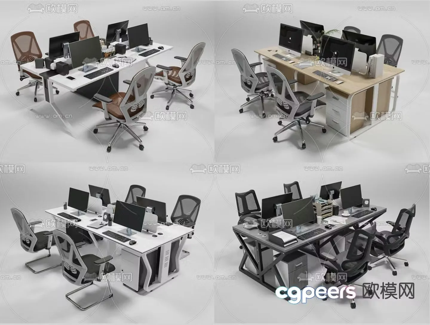 Modern card space desk 3d model