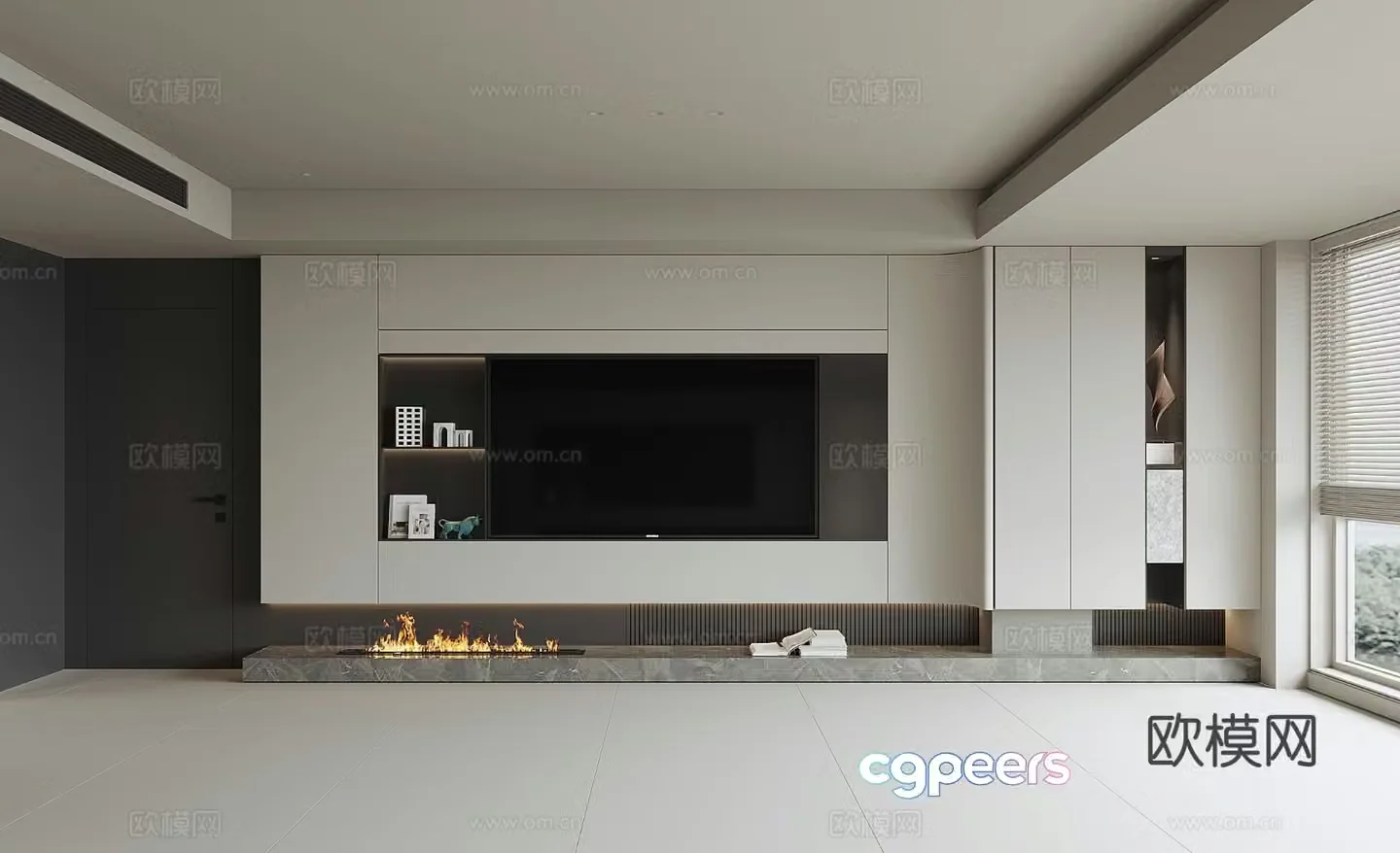 Modern TV background wall 3d model