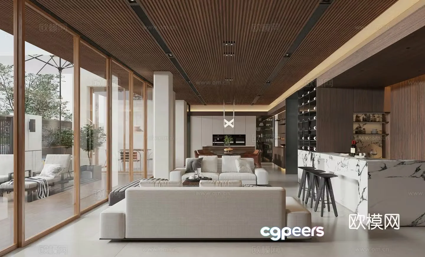 Modern guest restaurant 3d model