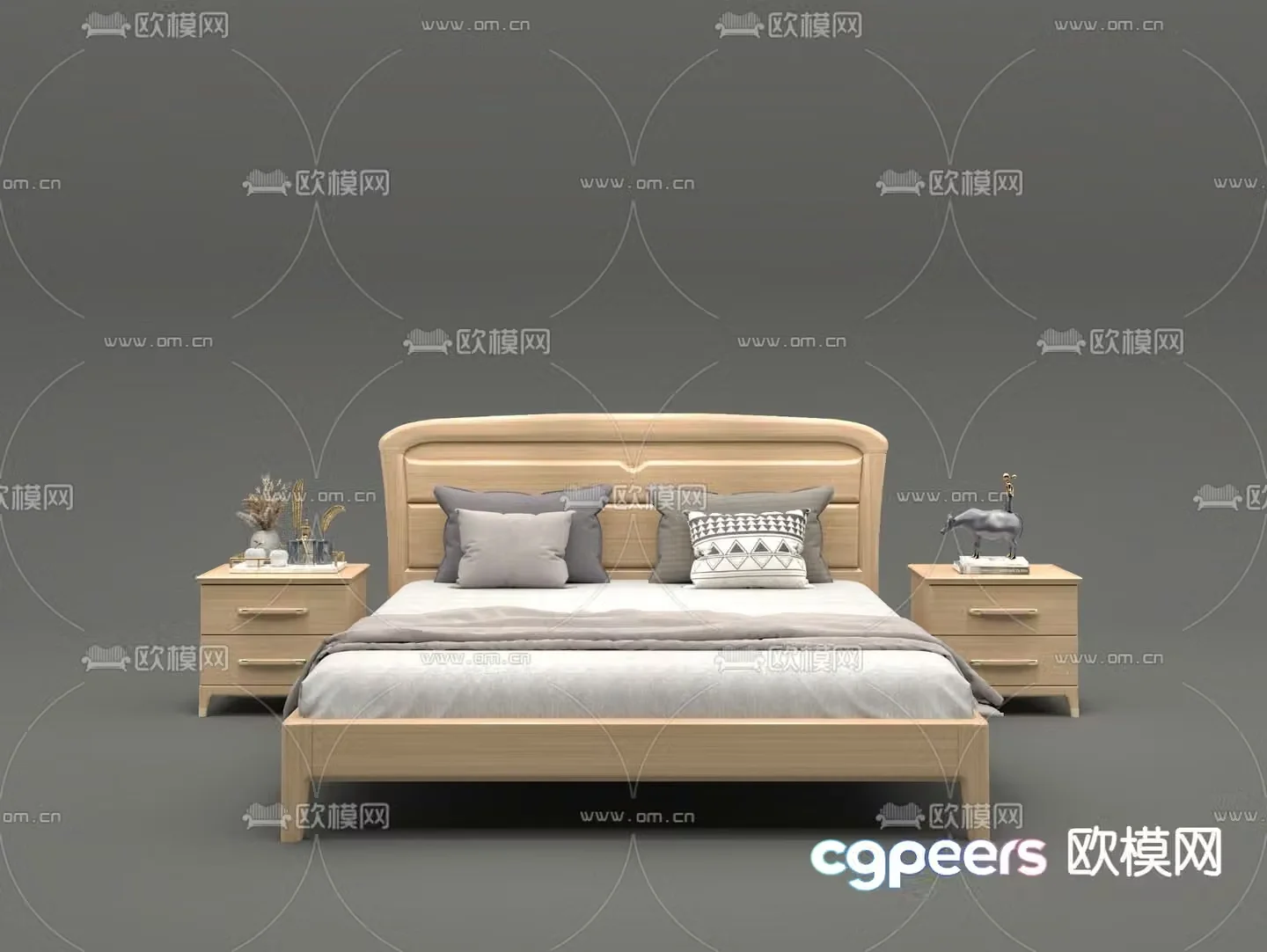 Nordic double bed 3d model