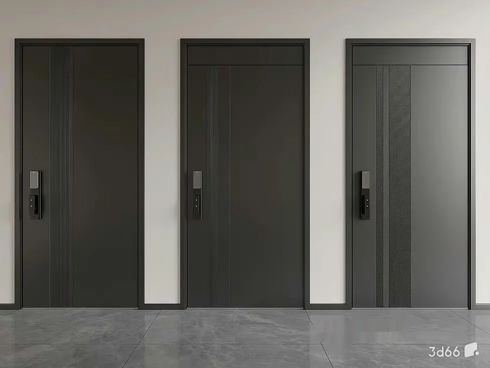 Three Black Doors 3D Model – 20325 – VRAY Render